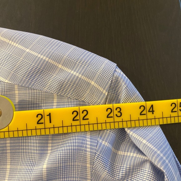 Roundtree & Yorke Gold Label Blue Plaid Non-Iron Cotton Dress Shirt 18.5 36 Tall - Picture 10 of 10